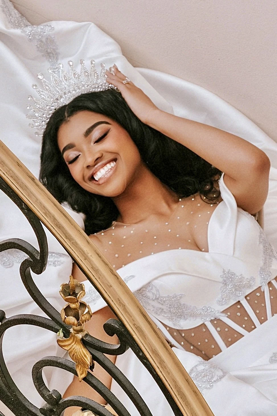 Bridal makeup with soft pink tones and a radiant finish